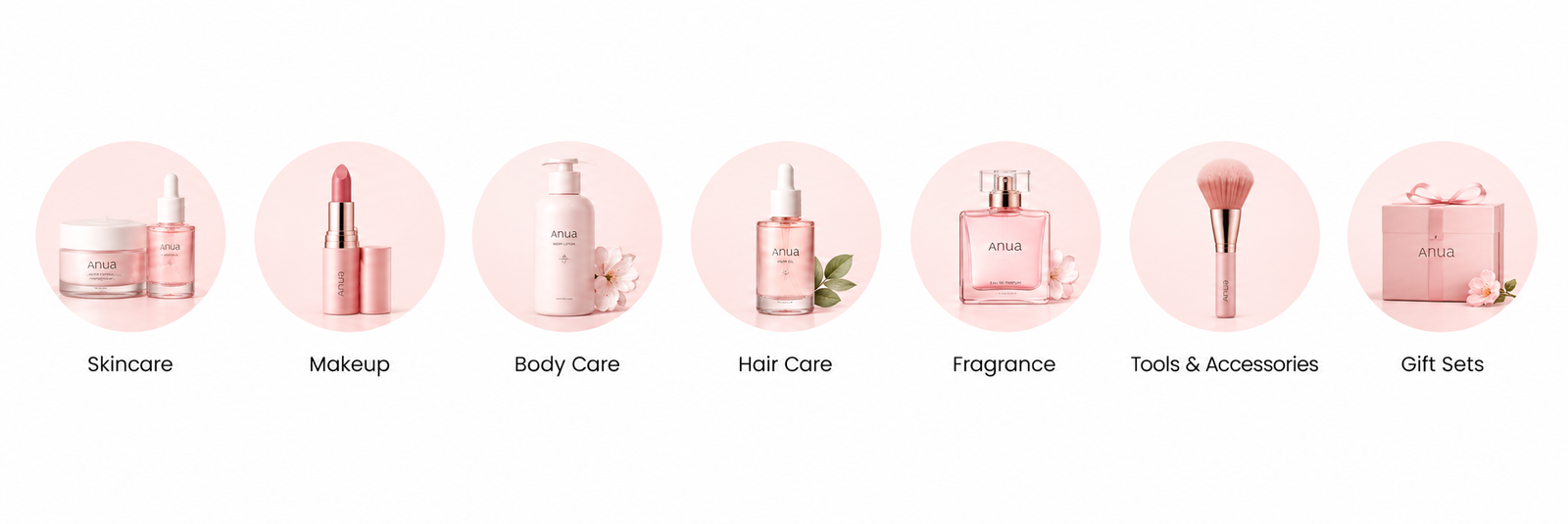 Anua Beauty Essentials Category Banner Featuring Skincare and Makeup Products