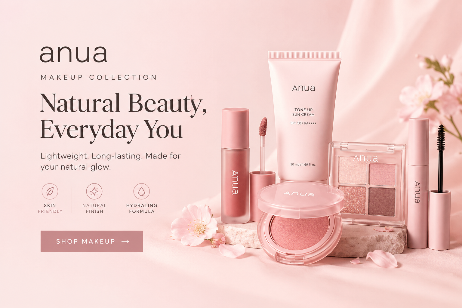 Anua Natural Beauty Makeup Collection in Pink Packaging