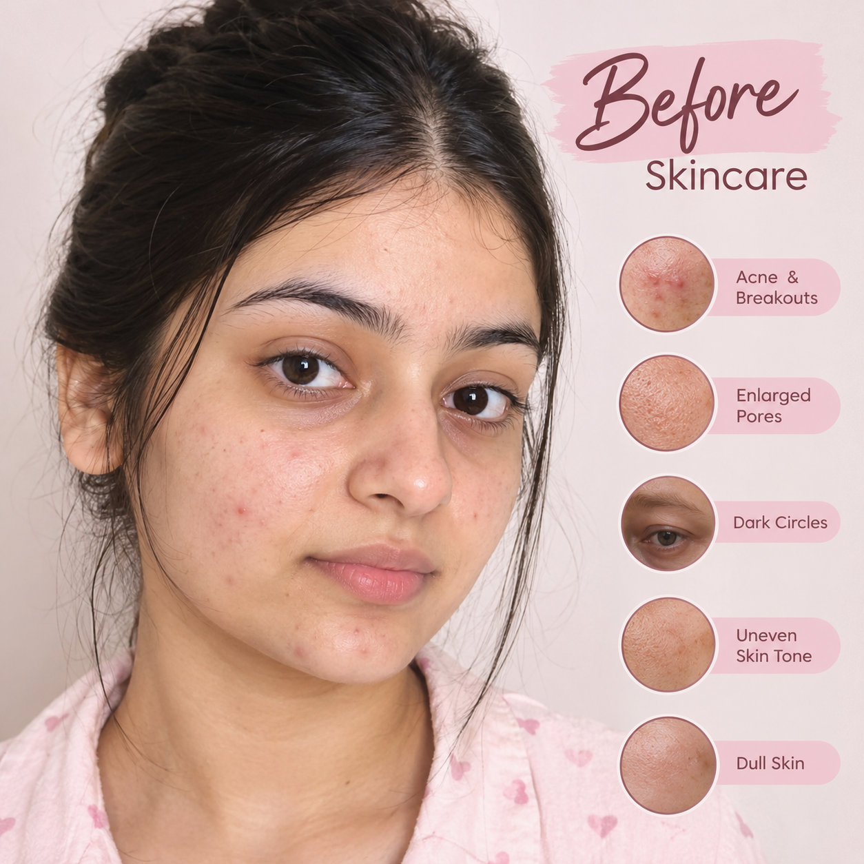 Before Skincare Routine Showing Natural Skin Concerns